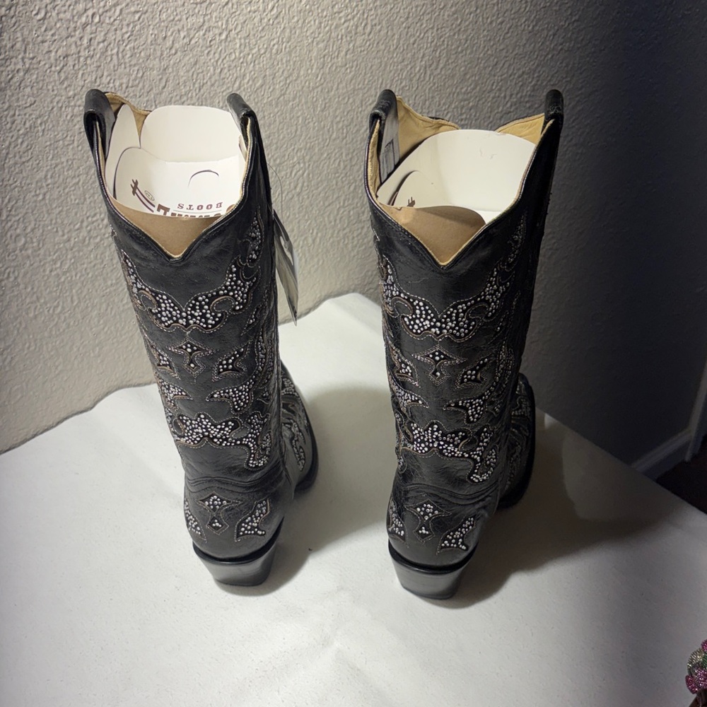 Corral Boots Black Embellished Mid Calf Western Boots - Women's - Picture 3 of 6